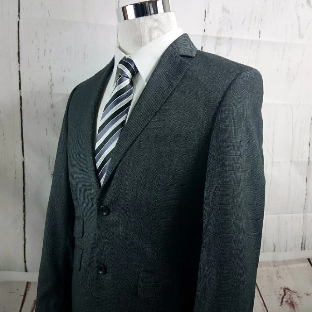 Marc Ecko 36S 2 Button Dark Gray Birdseye Suit Blazer Sport Coat